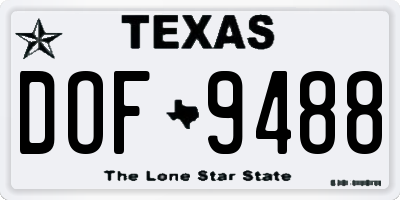 TX license plate DOF9488