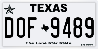 TX license plate DOF9489
