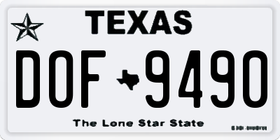 TX license plate DOF9490