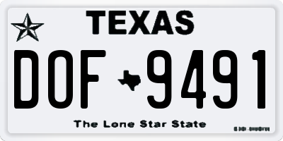 TX license plate DOF9491