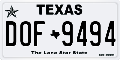 TX license plate DOF9494