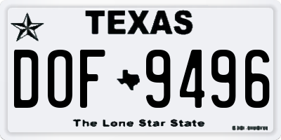TX license plate DOF9496