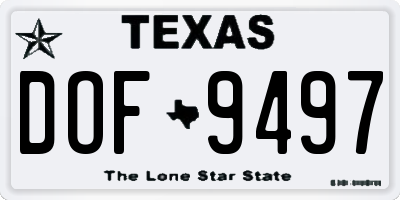 TX license plate DOF9497