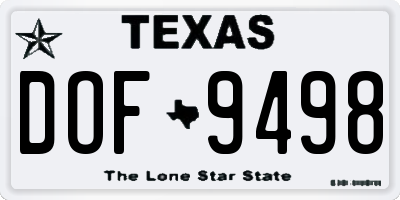 TX license plate DOF9498
