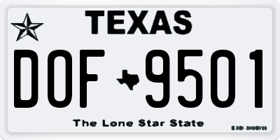 TX license plate DOF9501