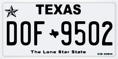 TX license plate DOF9502