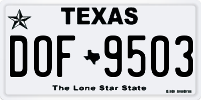 TX license plate DOF9503