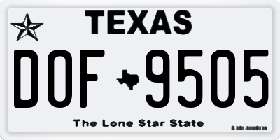 TX license plate DOF9505