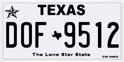 TX license plate DOF9512
