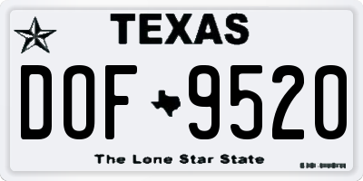 TX license plate DOF9520