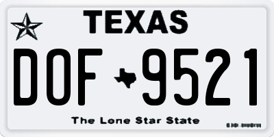 TX license plate DOF9521