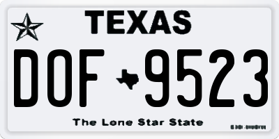 TX license plate DOF9523