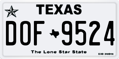 TX license plate DOF9524