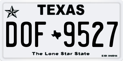 TX license plate DOF9527