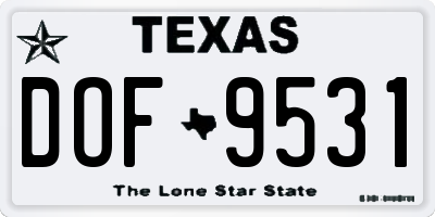 TX license plate DOF9531