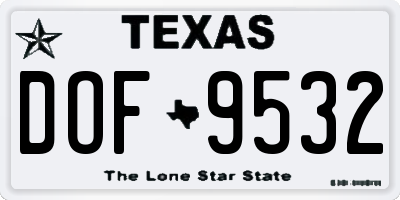 TX license plate DOF9532