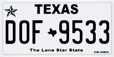 TX license plate DOF9533