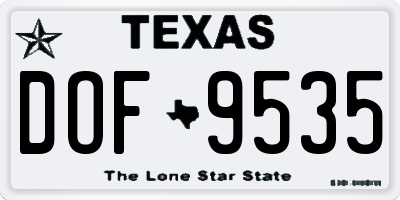 TX license plate DOF9535