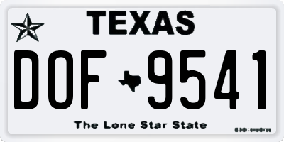 TX license plate DOF9541