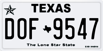 TX license plate DOF9547