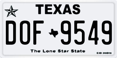 TX license plate DOF9549