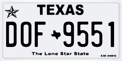 TX license plate DOF9551