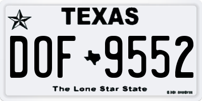 TX license plate DOF9552