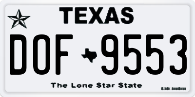 TX license plate DOF9553