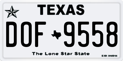 TX license plate DOF9558