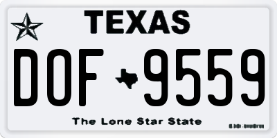 TX license plate DOF9559