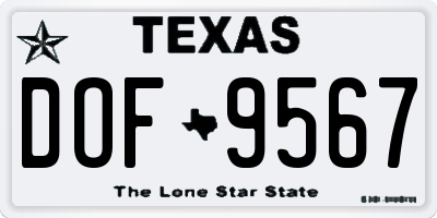 TX license plate DOF9567