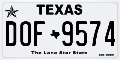 TX license plate DOF9574