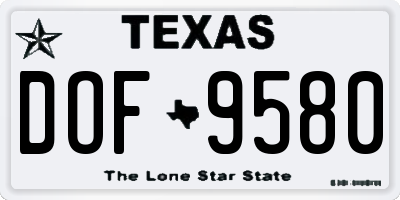 TX license plate DOF9580