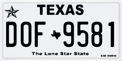 TX license plate DOF9581