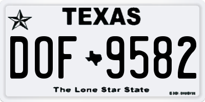 TX license plate DOF9582