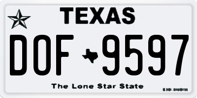 TX license plate DOF9597