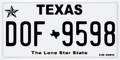 TX license plate DOF9598
