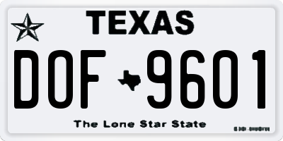 TX license plate DOF9601