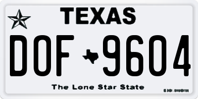 TX license plate DOF9604