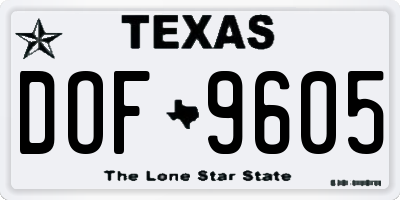 TX license plate DOF9605