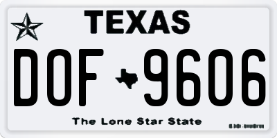 TX license plate DOF9606