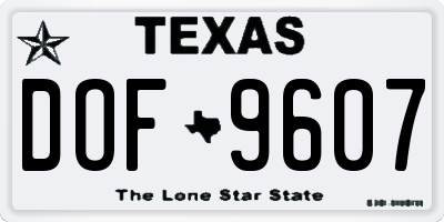 TX license plate DOF9607