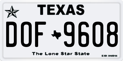 TX license plate DOF9608