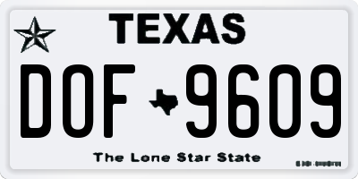 TX license plate DOF9609