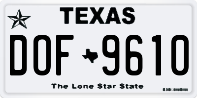 TX license plate DOF9610