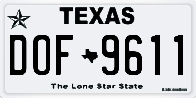 TX license plate DOF9611