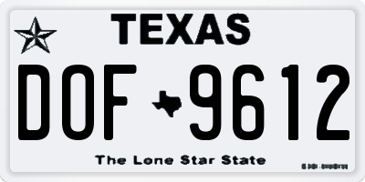 TX license plate DOF9612