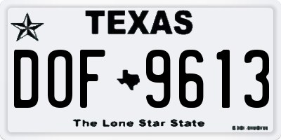 TX license plate DOF9613