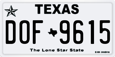 TX license plate DOF9615