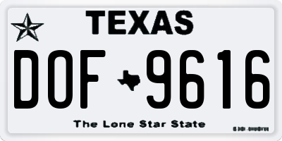 TX license plate DOF9616